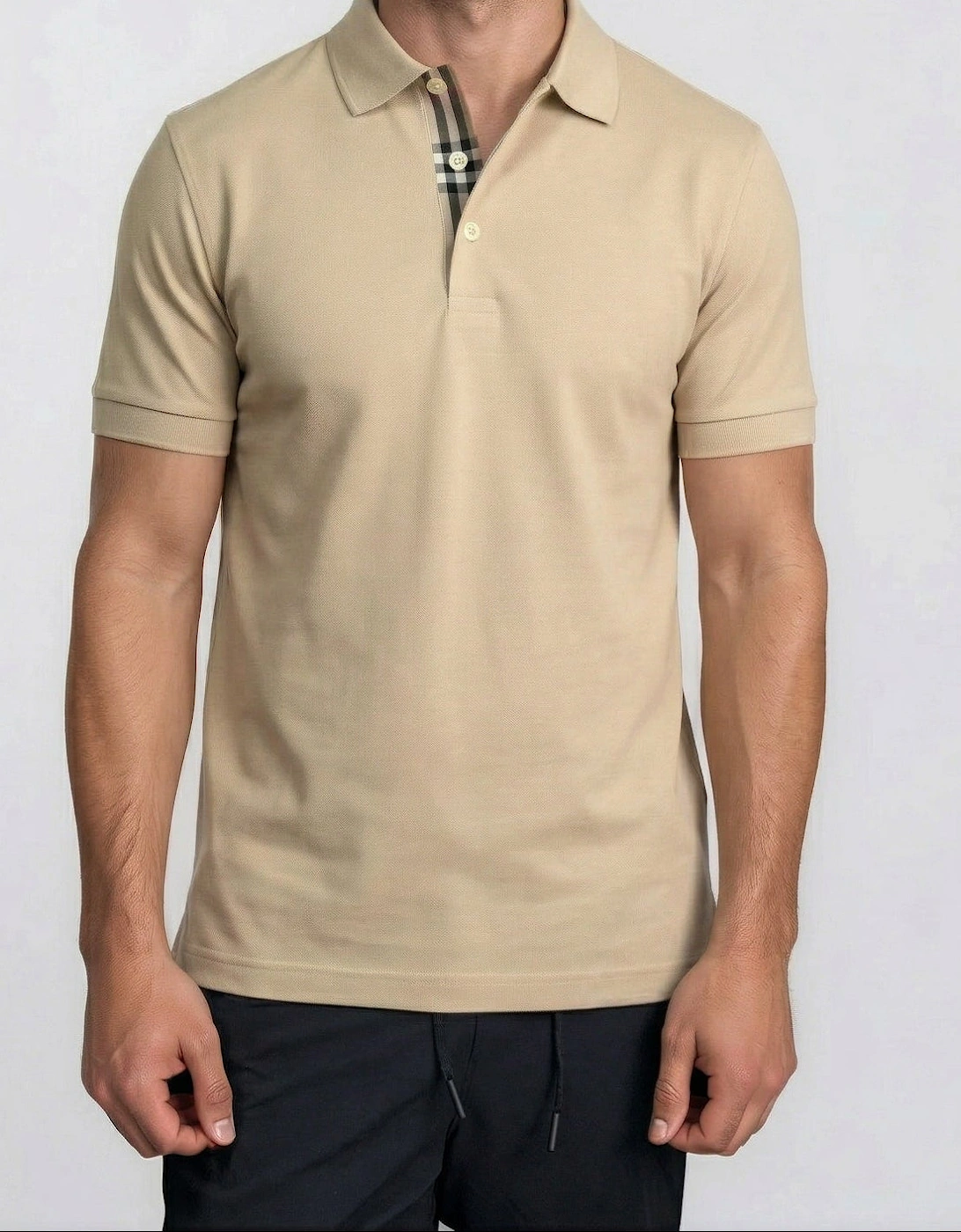 Burberry 'Hartford' Check Placket Polo Beige