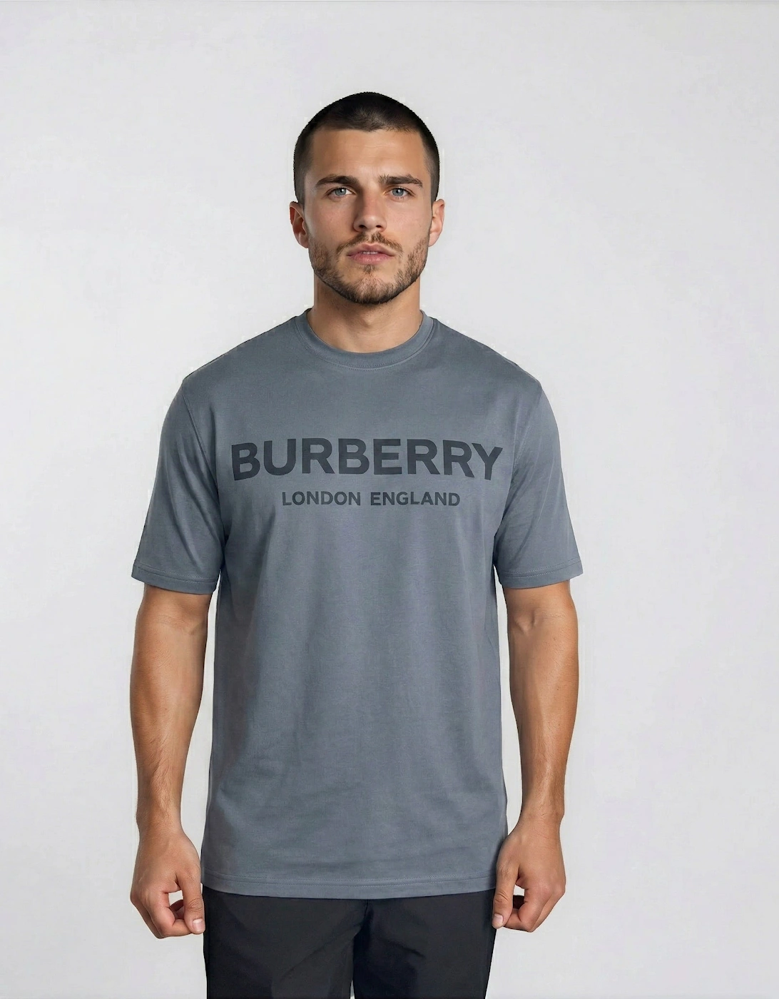 Burberry 'Ellison' Logo Print T-Shirt Carbon Blue