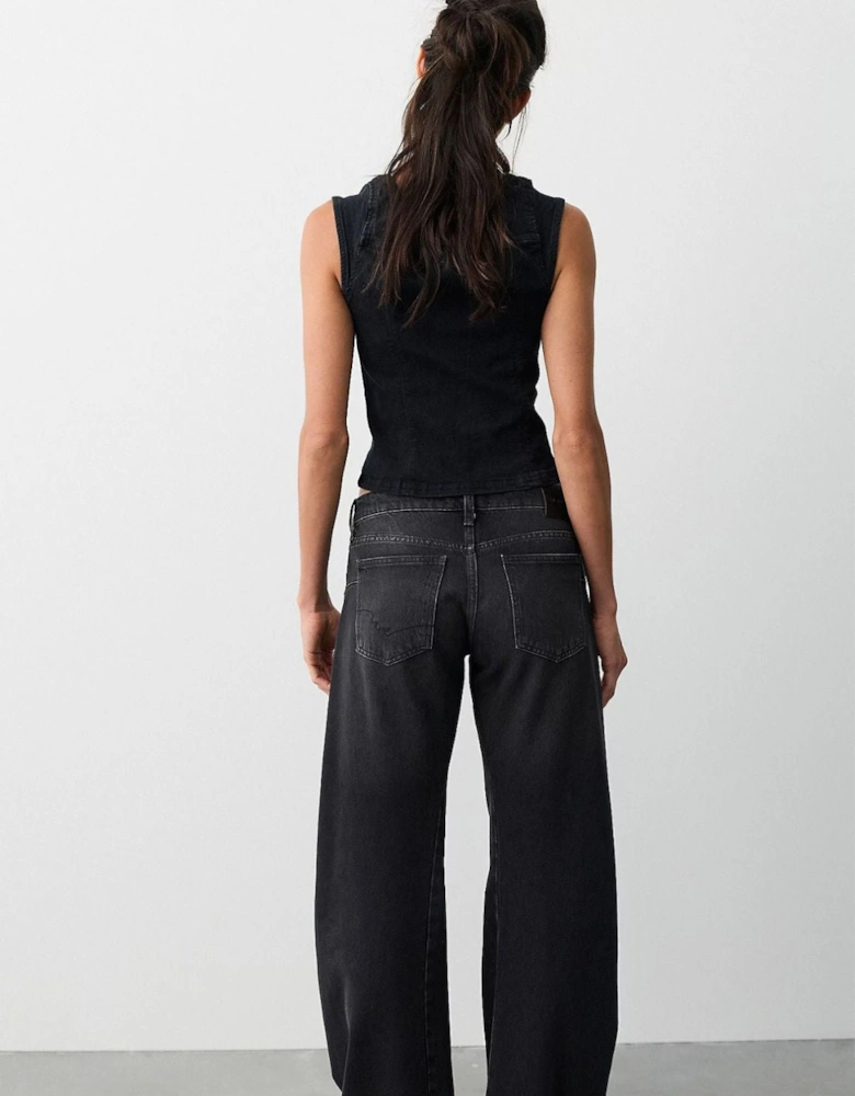 The Free Fable Low-Rise Twisted Bowed Jeans