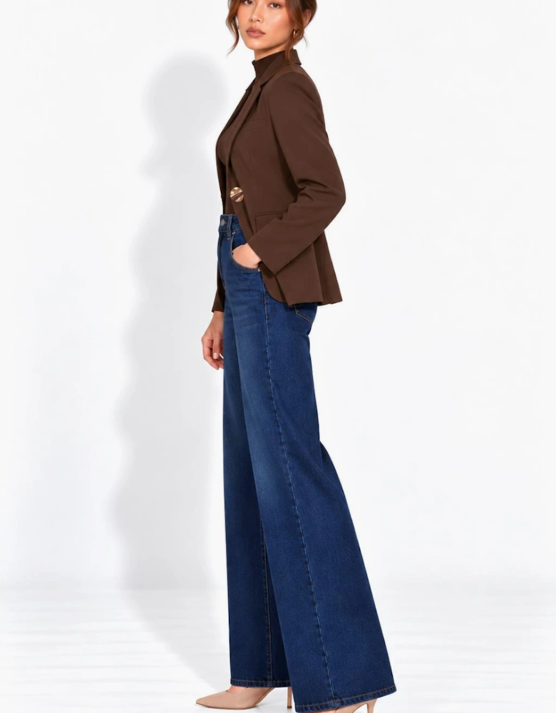 Brown Fashion Tailoring Gold Button Blazer