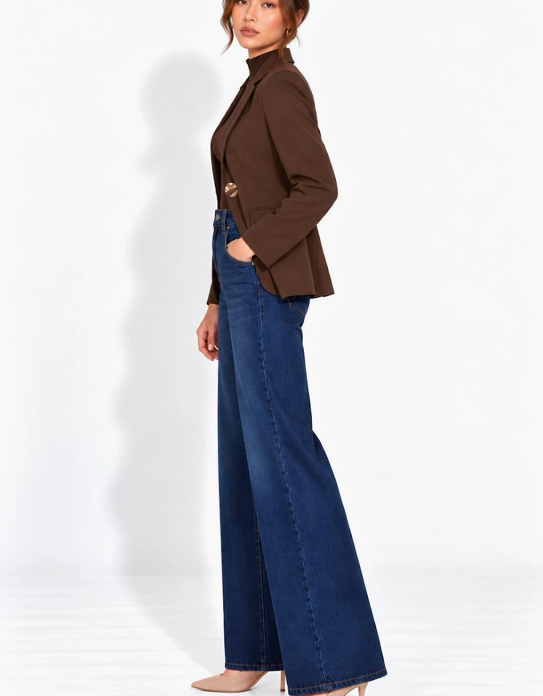 Brown Fashion Tailoring Gold Button Blazer