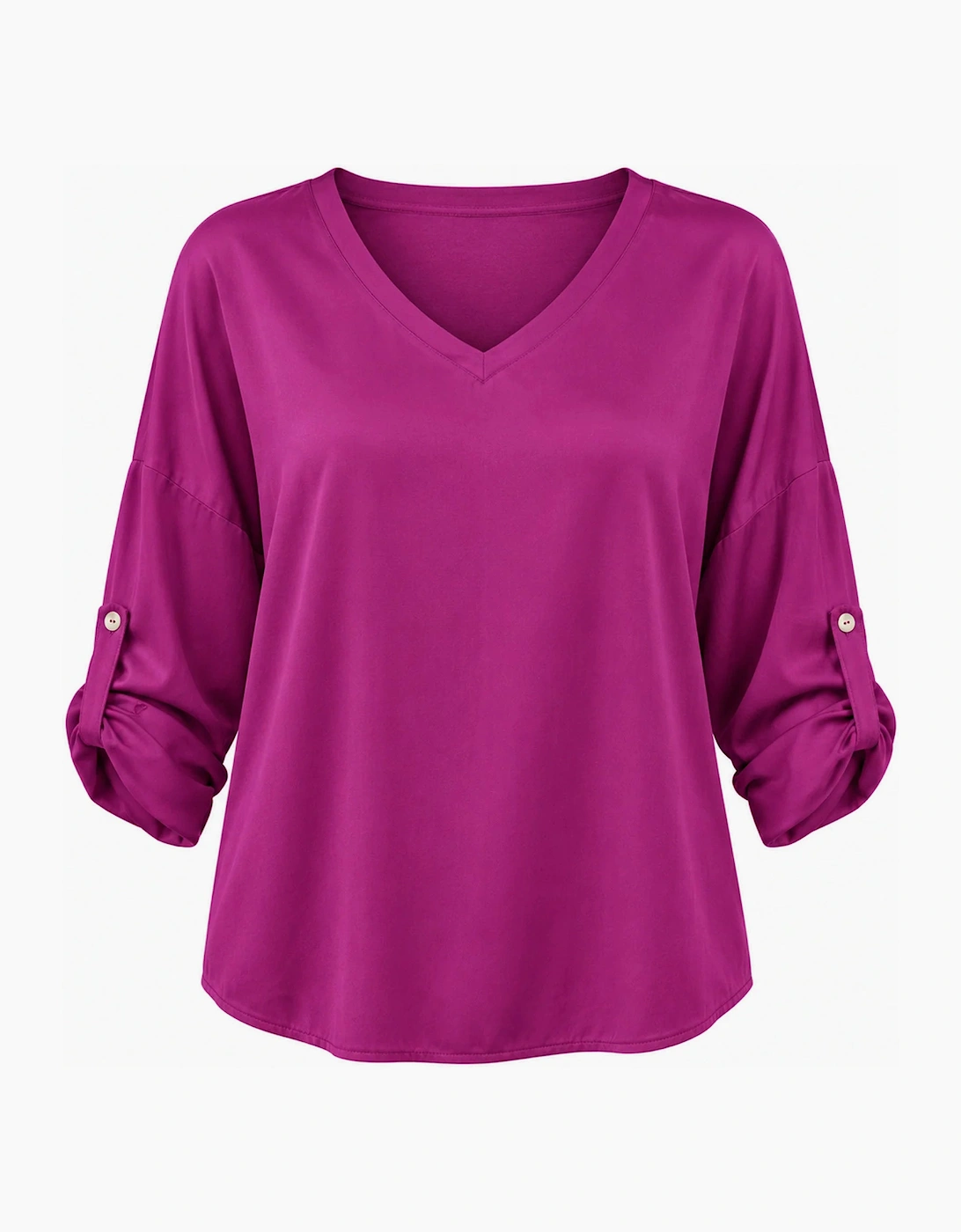 Purple Satin V-Neck Blouse