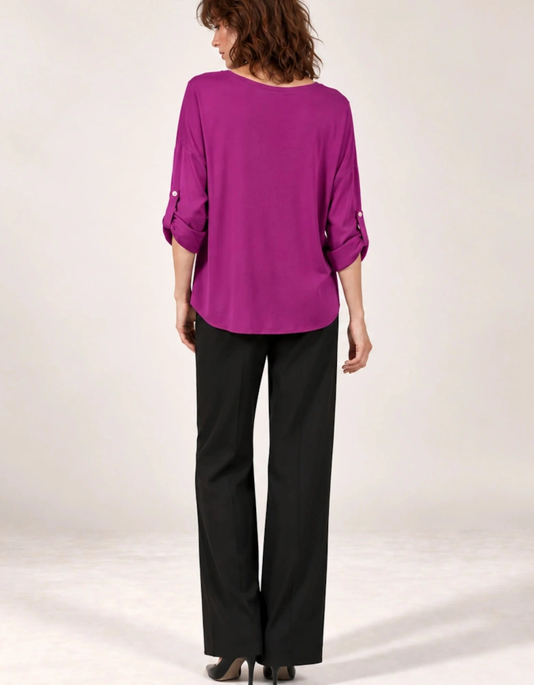 Purple Satin V-Neck Blouse