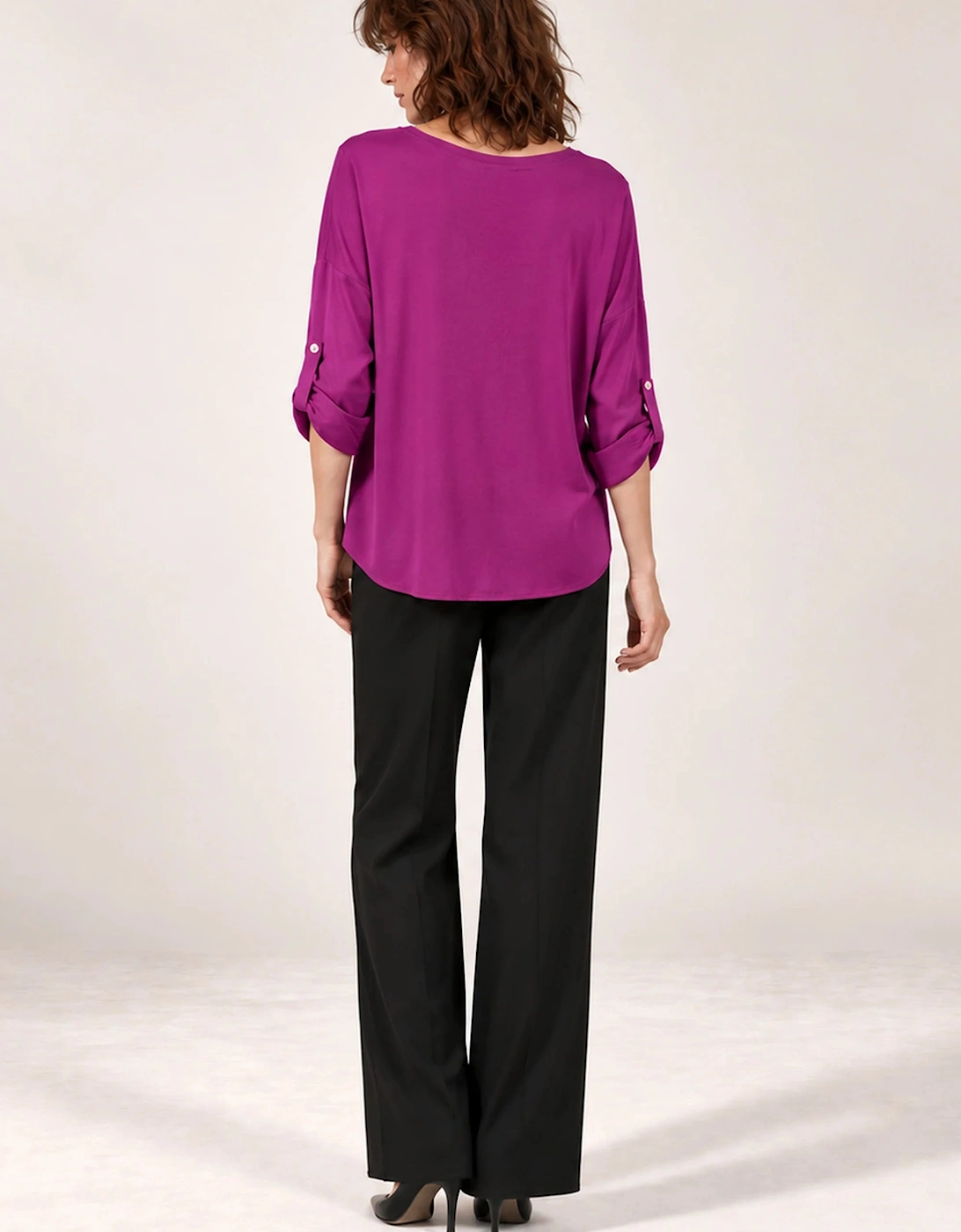 Purple Satin V-Neck Blouse