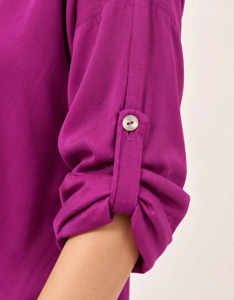 Purple Satin V-Neck Blouse