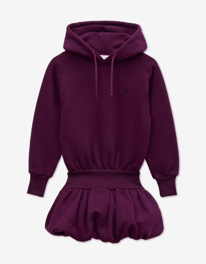 PANGAIA Girls Heavyweight Hoodie Balloon Dress in Purple