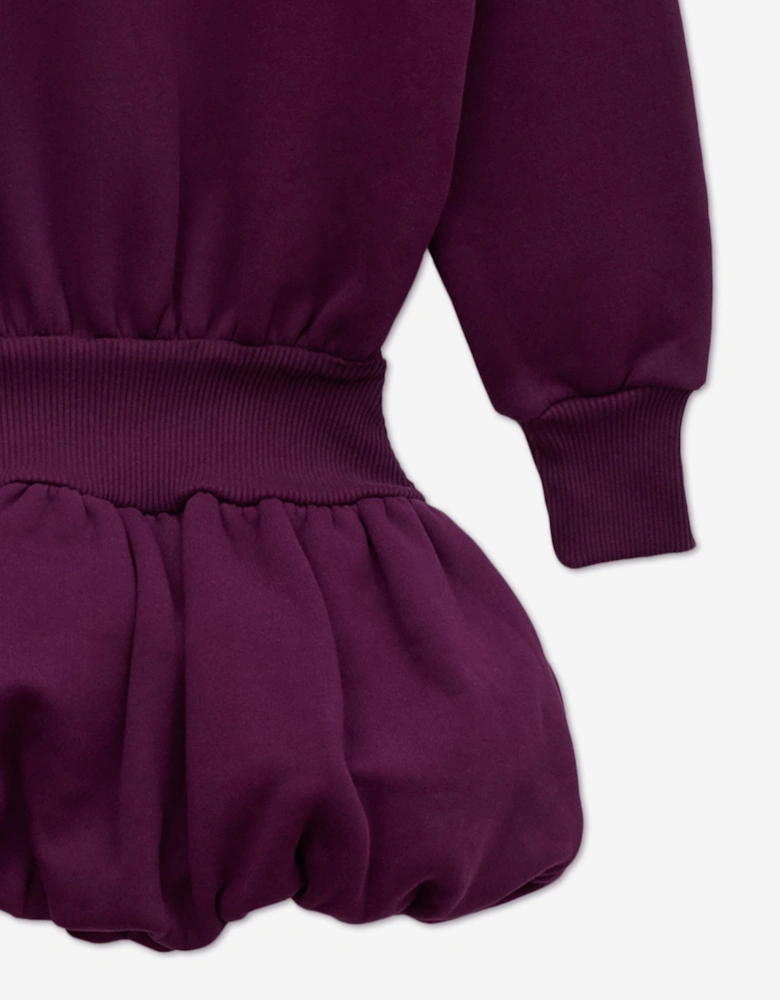 PANGAIA Girls Heavyweight Hoodie Balloon Dress in Purple