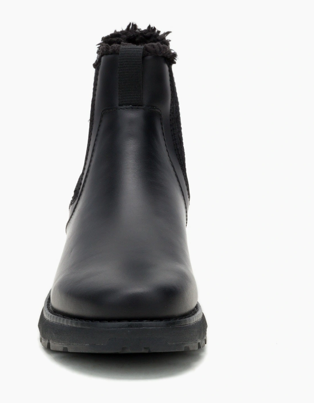 Fandom Chelsea Fur Waterproof P312607 Womens Black Leather Boots