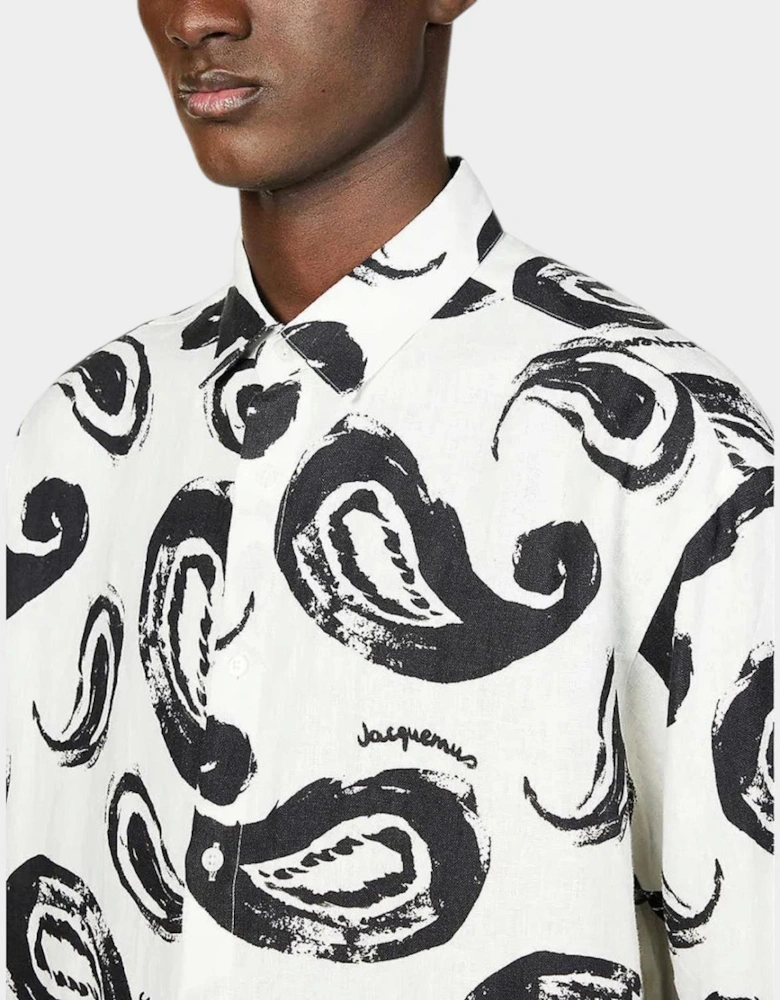 La Chemise Simon Print White Black Paisley