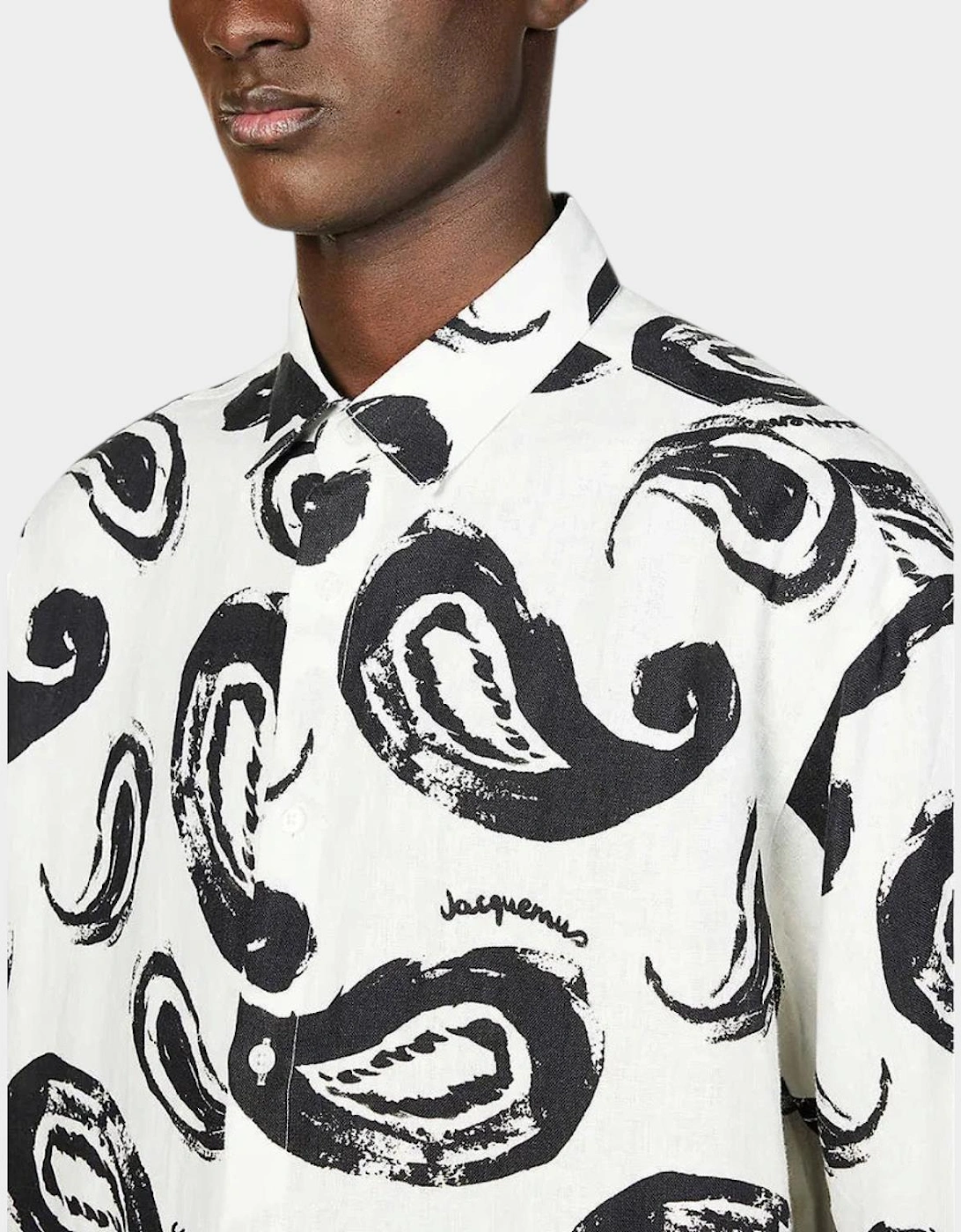 La Chemise Simon Print White Black Paisley