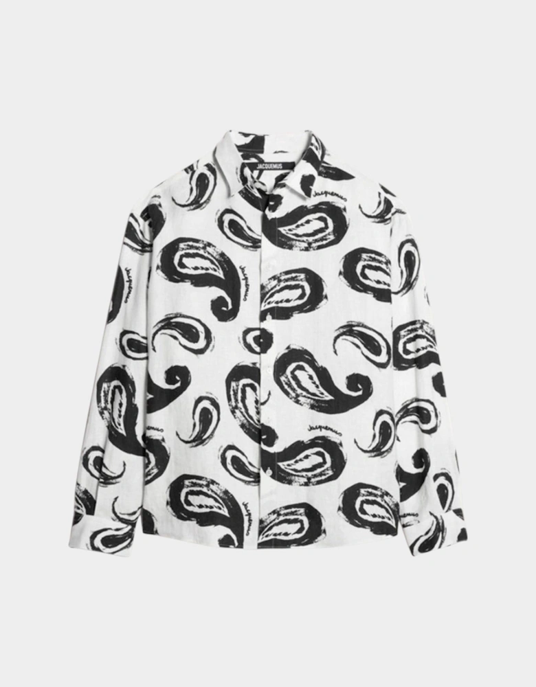 La Chemise Simon Print White Black Paisley