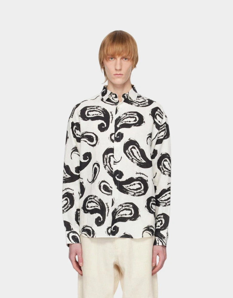 La Chemise Simon Print White Black Paisley