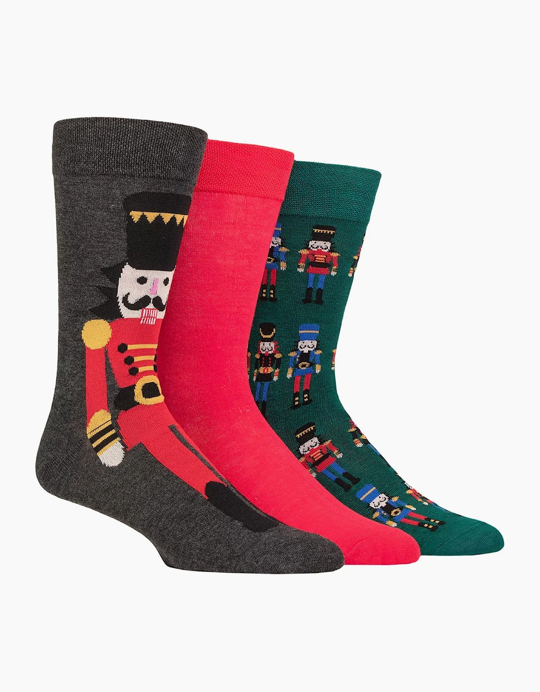 Lazy Panda Mens Bamboo Patterned Christmas 3 Pack Socks RED