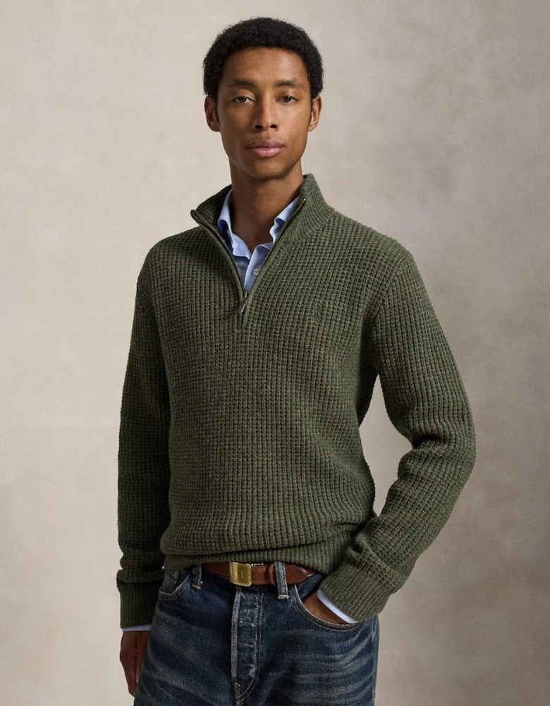 Polo Ralph Lauren Half Zip Sweater 004 Olive Shrub Heather
