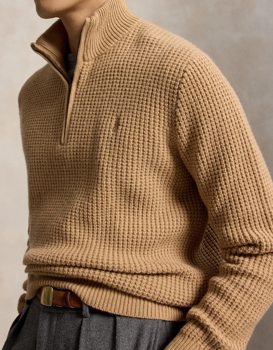 Polo Ralph Lauren Half Zip Sweater 002 New Camel Melange