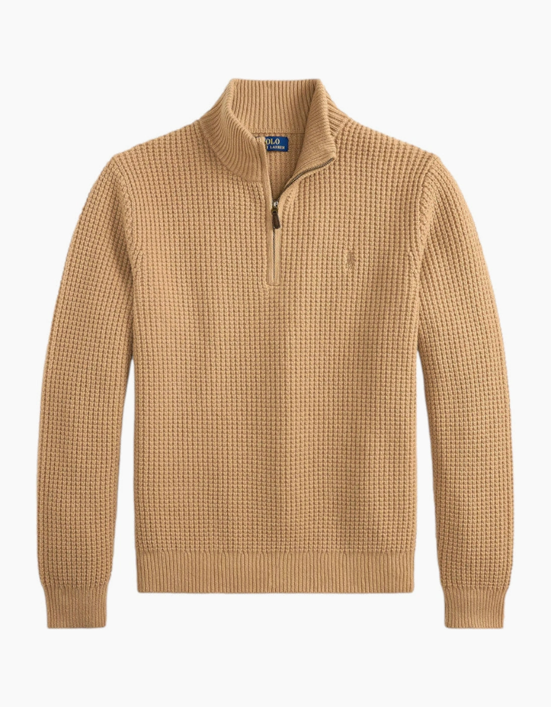 Men's Polo Ralph Lauren Half Zip Sweater 002 New Camel Melange - Brown - Size: 40