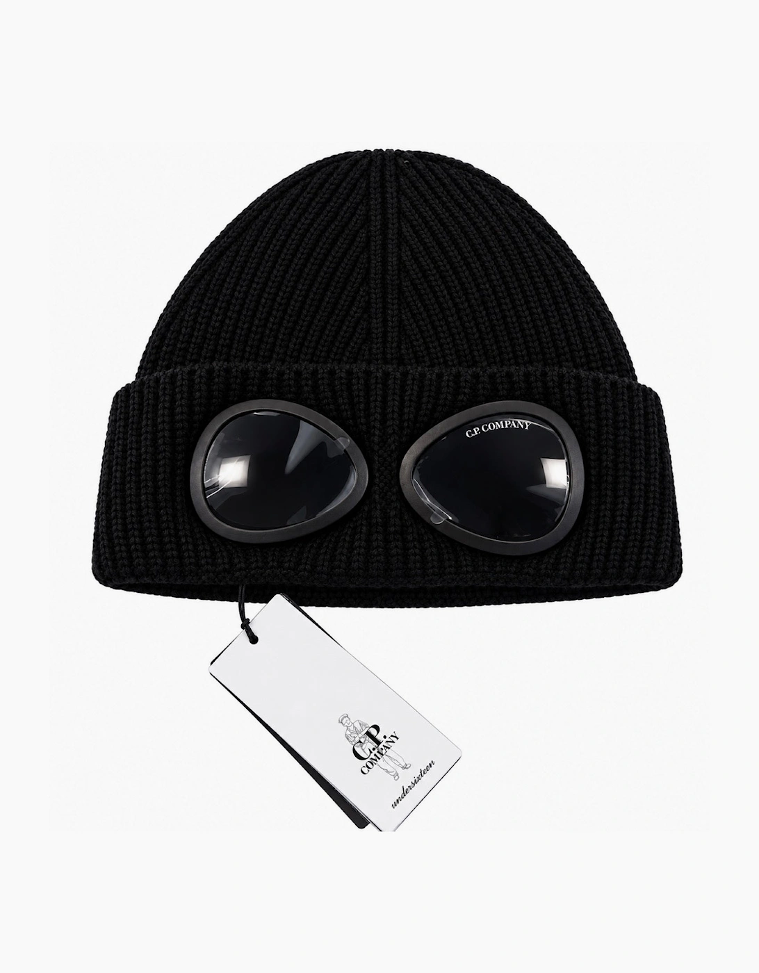 CP COMPANY GOGGLE HAT IN BLACK CQX007