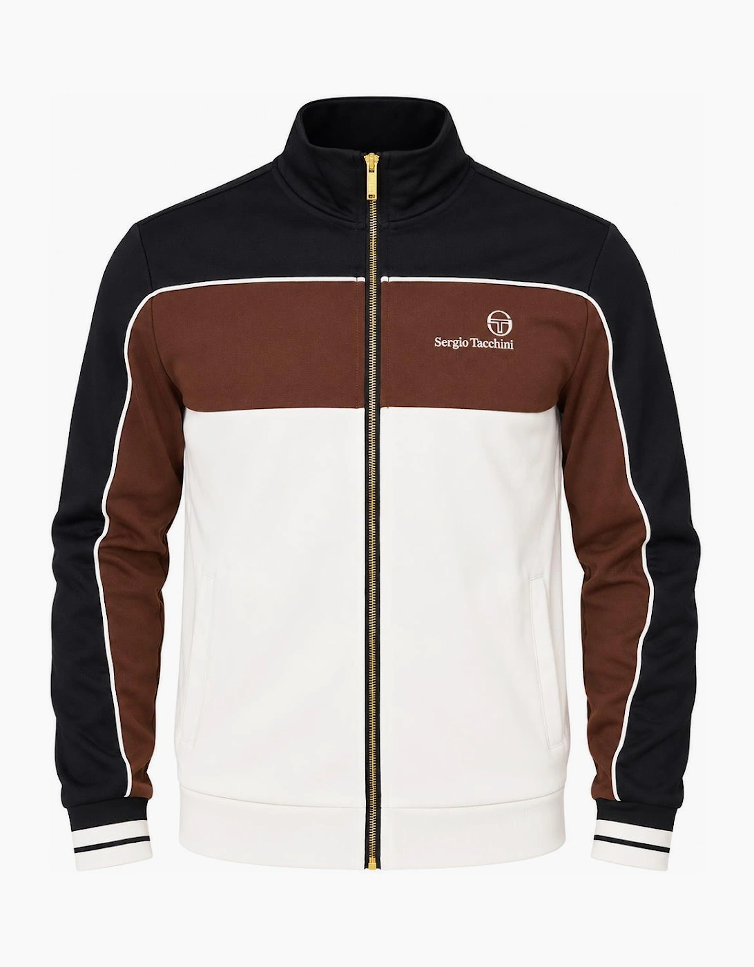 Sergio Tacchini Spiga Track Top Jacket Black/Potting Soil/Gardenia