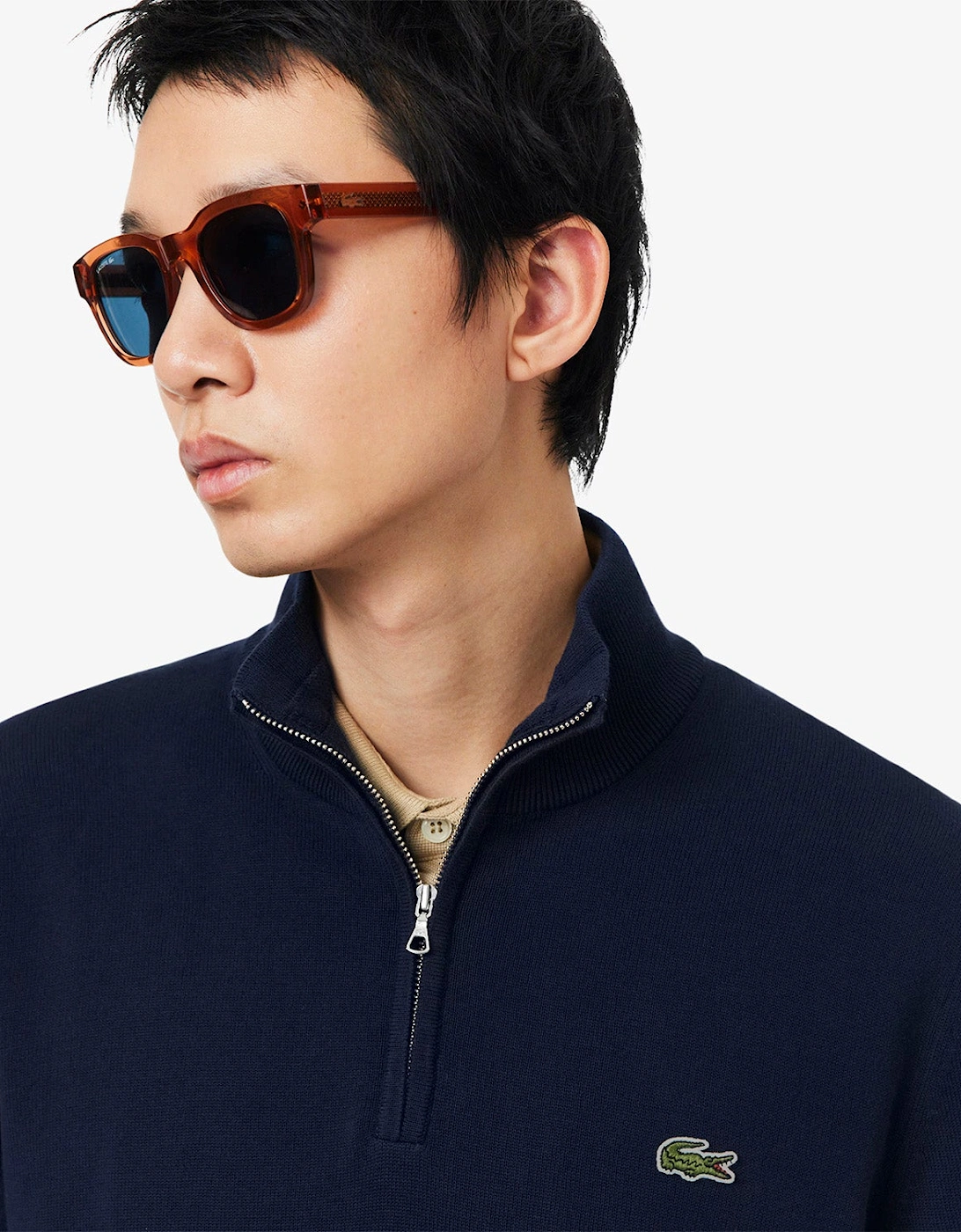 Lacoste AH1980 Quarter Zip Cotton Knit