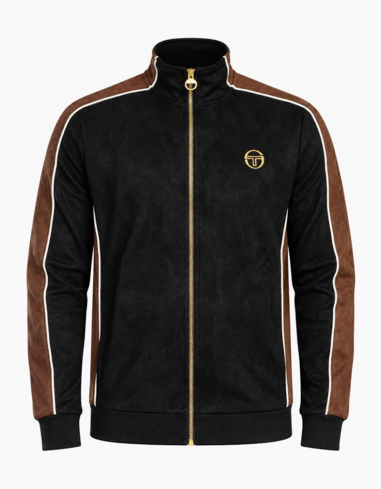 Sergio Tacchini Contrasto Suede Track Top Jacket Black/Potting Soil/Gardenia