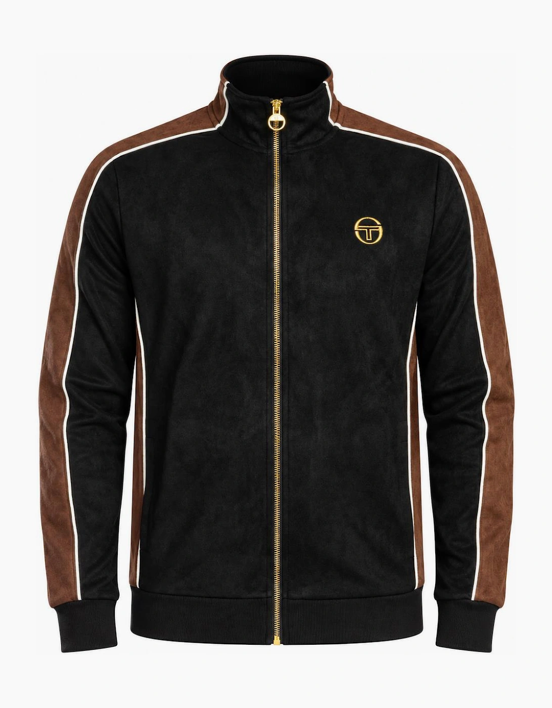 Sergio Tacchini Contrasto Suede Track Top Jacket Black/Potting Soil/Gardenia