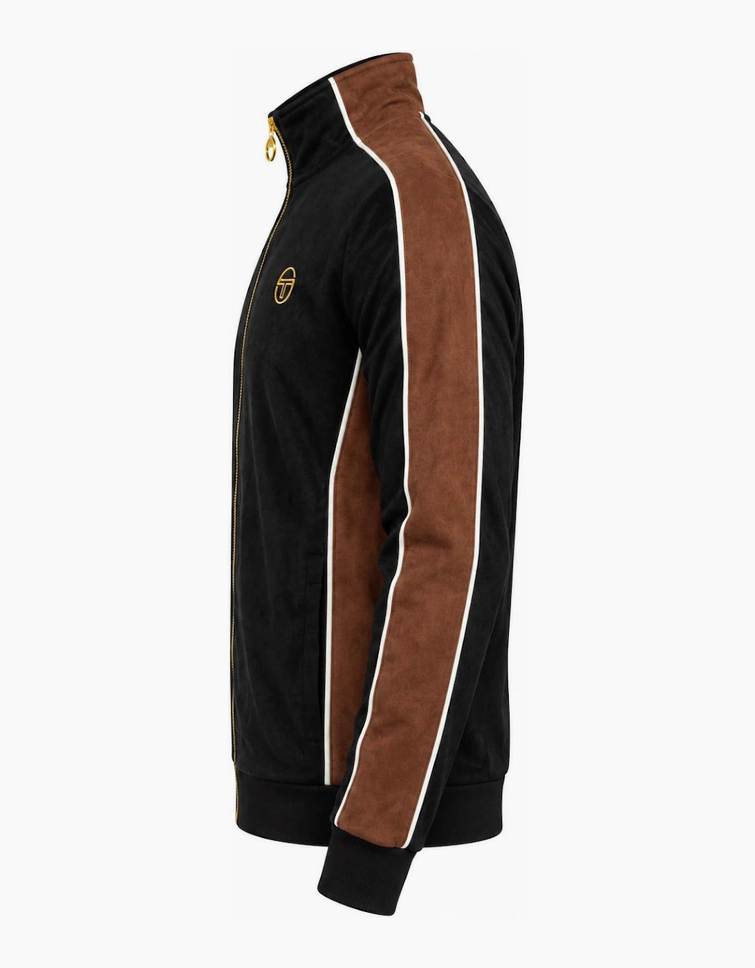 Sergio Tacchini Contrasto Suede Track Top Jacket Black/Potting Soil/Gardenia