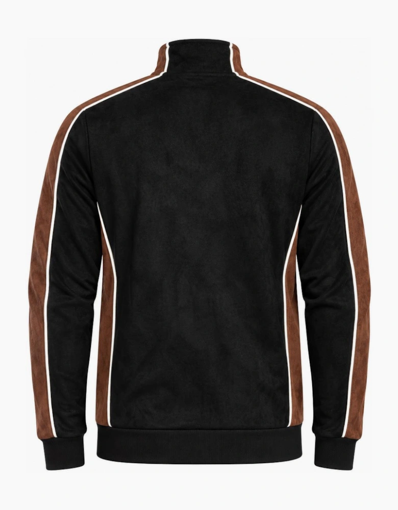 Sergio Tacchini Contrasto Suede Track Top Jacket Black/Potting Soil/Gardenia