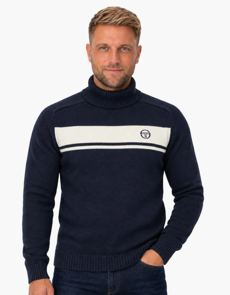Sergio Tacchini Damarindo Knitted Turtle Neck Jumper Maritime Blue/Gardenia