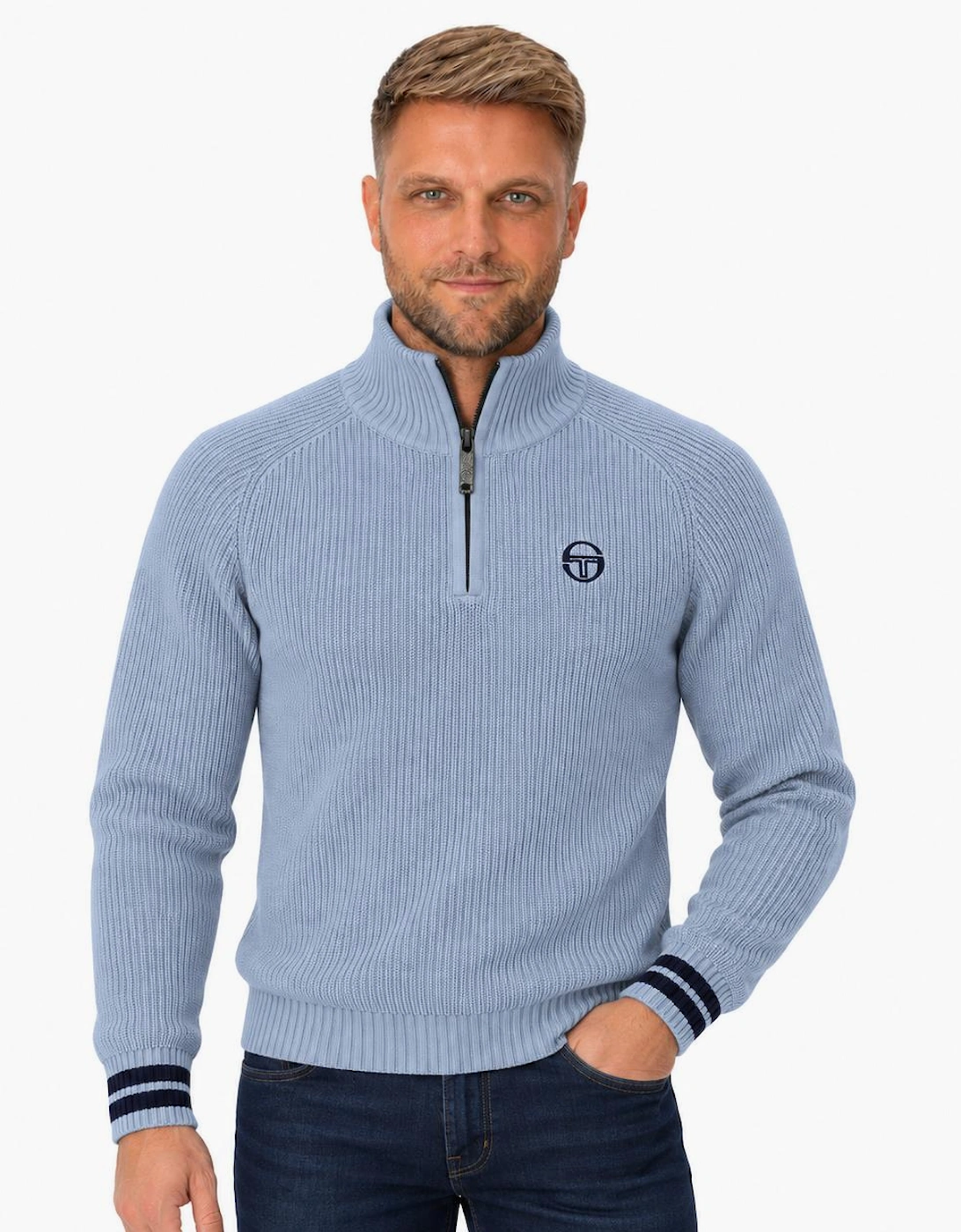 Sergio Tacchini Toledo 1/4 Zip Knitted Jumper Country Blue/Maritime Blue