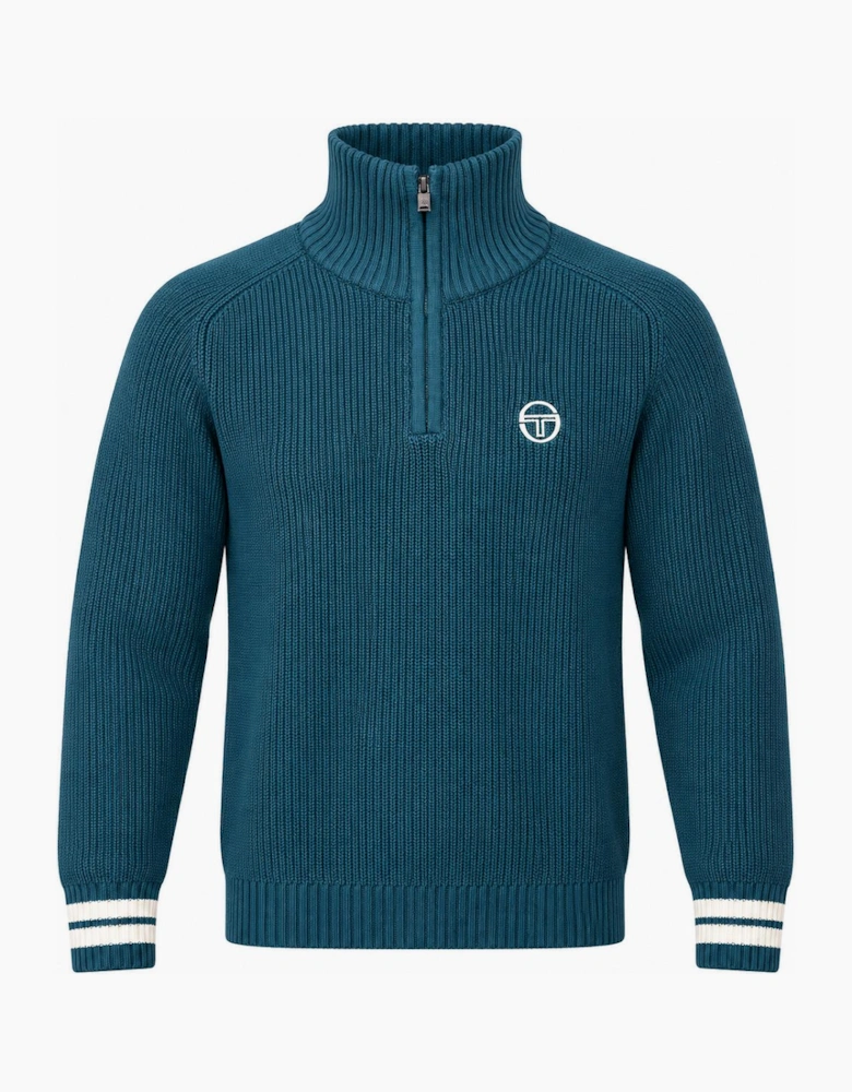 Sergio Tacchini Toledo 1/4 Zip Knitted Jumper Deep Teal/Gardenia