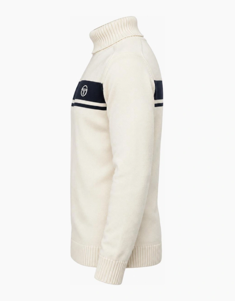 Sergio Tacchini Damarindo Knitted Turtle Neck Jumper Gardenia/Maritime Blue