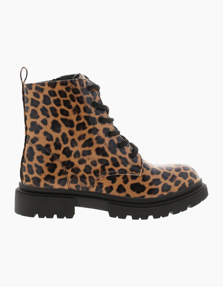 Princess Stardust Girls Boots Ankle Younger Bountie Lace Up leopard UK Size