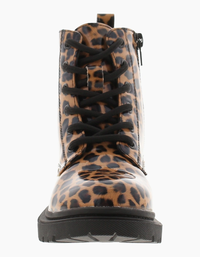 Princess Stardust Girls Boots Ankle Younger Bountie Lace Up leopard UK Size