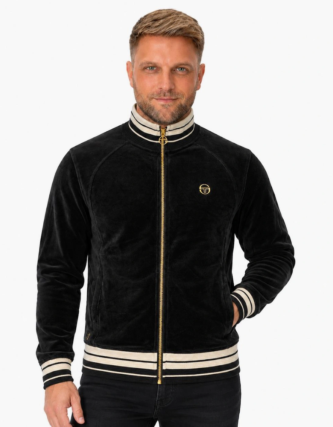 Sergio Tacchini Lazzari Velour Track Top Jacket Black