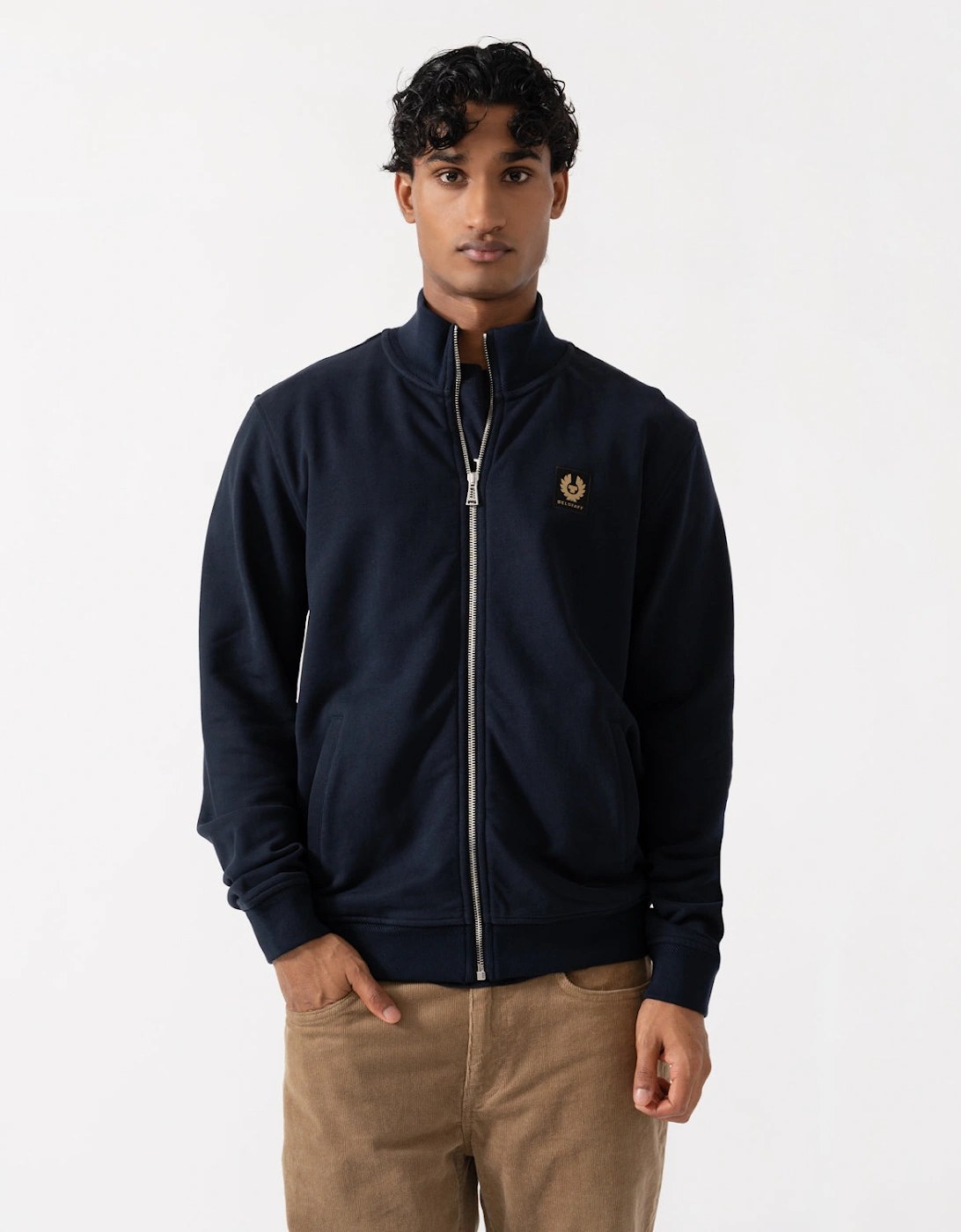 Belstaff Mens Logo Full Zip Sweatshirt - Dark Ink