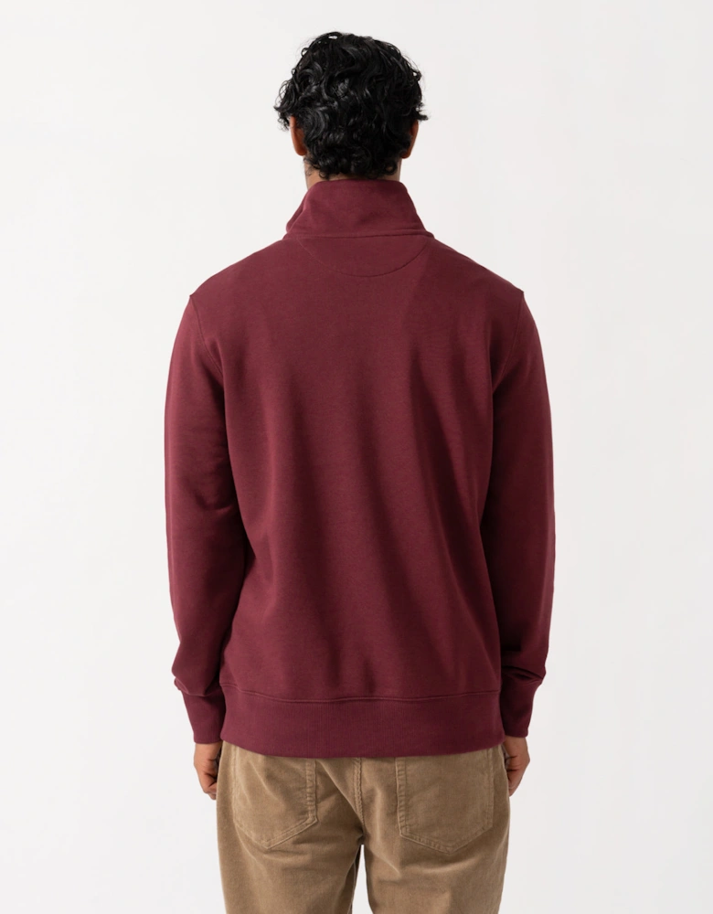 GANT Mens Regular Fit Shield Logo Half Zip Sweatshirt - 676 Deep Grape Wine
