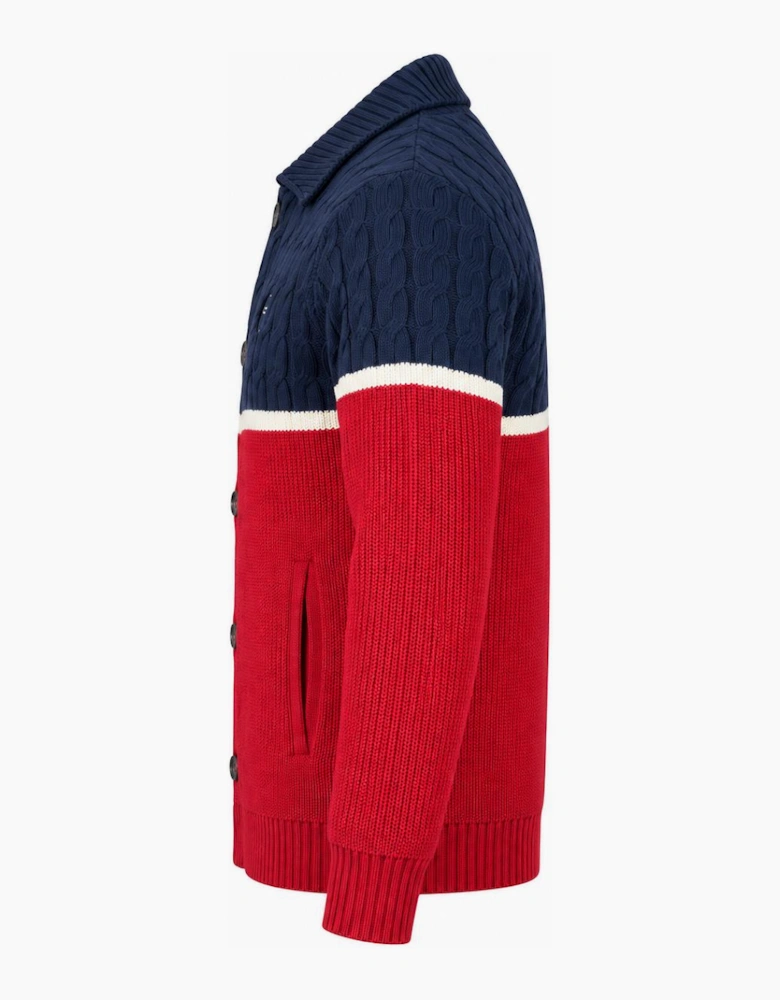 Sergio Tacchini Corte Knitted Cardigan Maritime Blue/Gardenia/Merlot