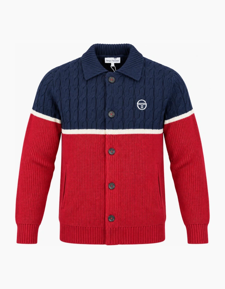 Sergio Tacchini Corte Knitted Cardigan Maritime Blue/Gardenia/Merlot