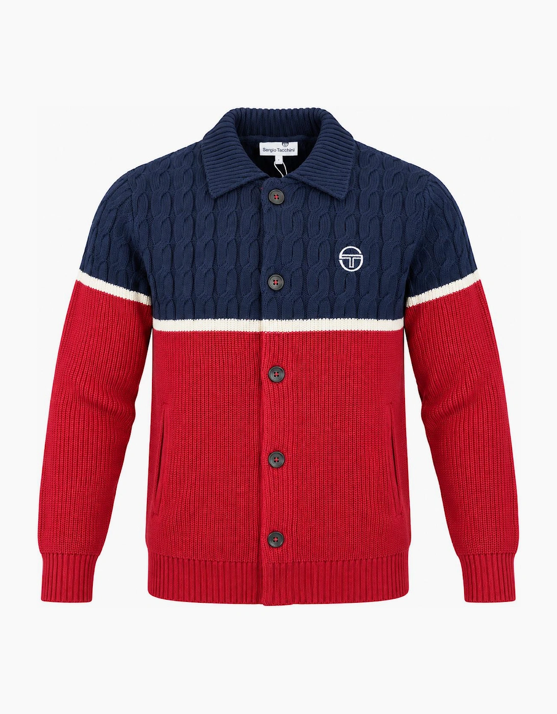 Sergio Tacchini Corte Knitted Cardigan Maritime Blue/Gardenia/Merlot