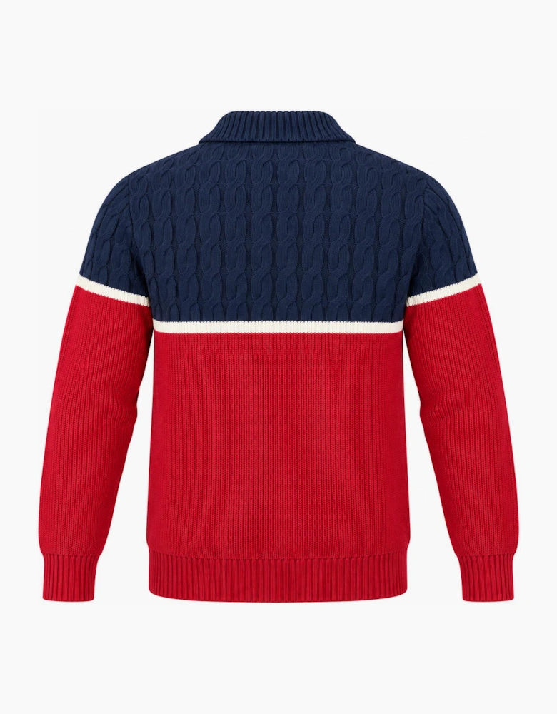Sergio Tacchini Corte Knitted Cardigan Maritime Blue/Gardenia/Merlot