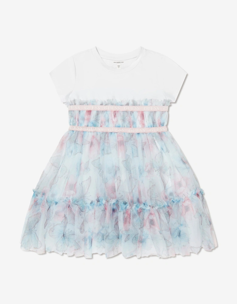 Guess Girls Butterfly Collage Dress in Blue