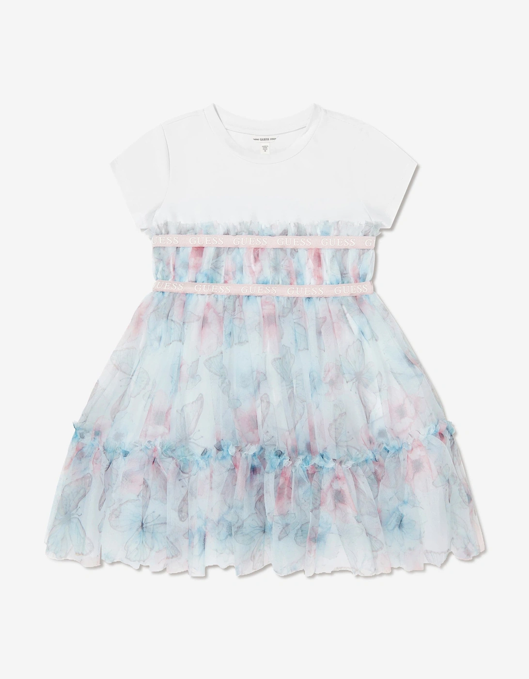 Guess Girls Butterfly Collage Dress in Blue