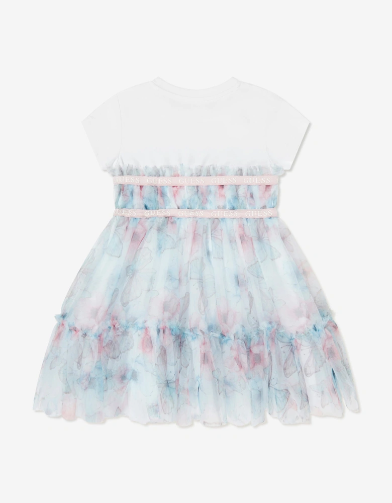 Guess Girls Butterfly Collage Dress in Blue