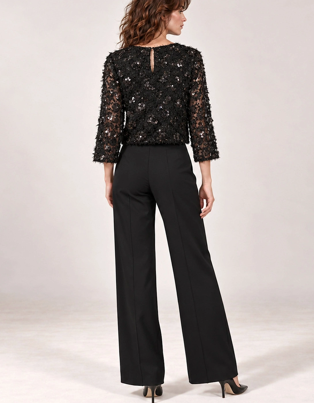 Black Sequin Lace Top