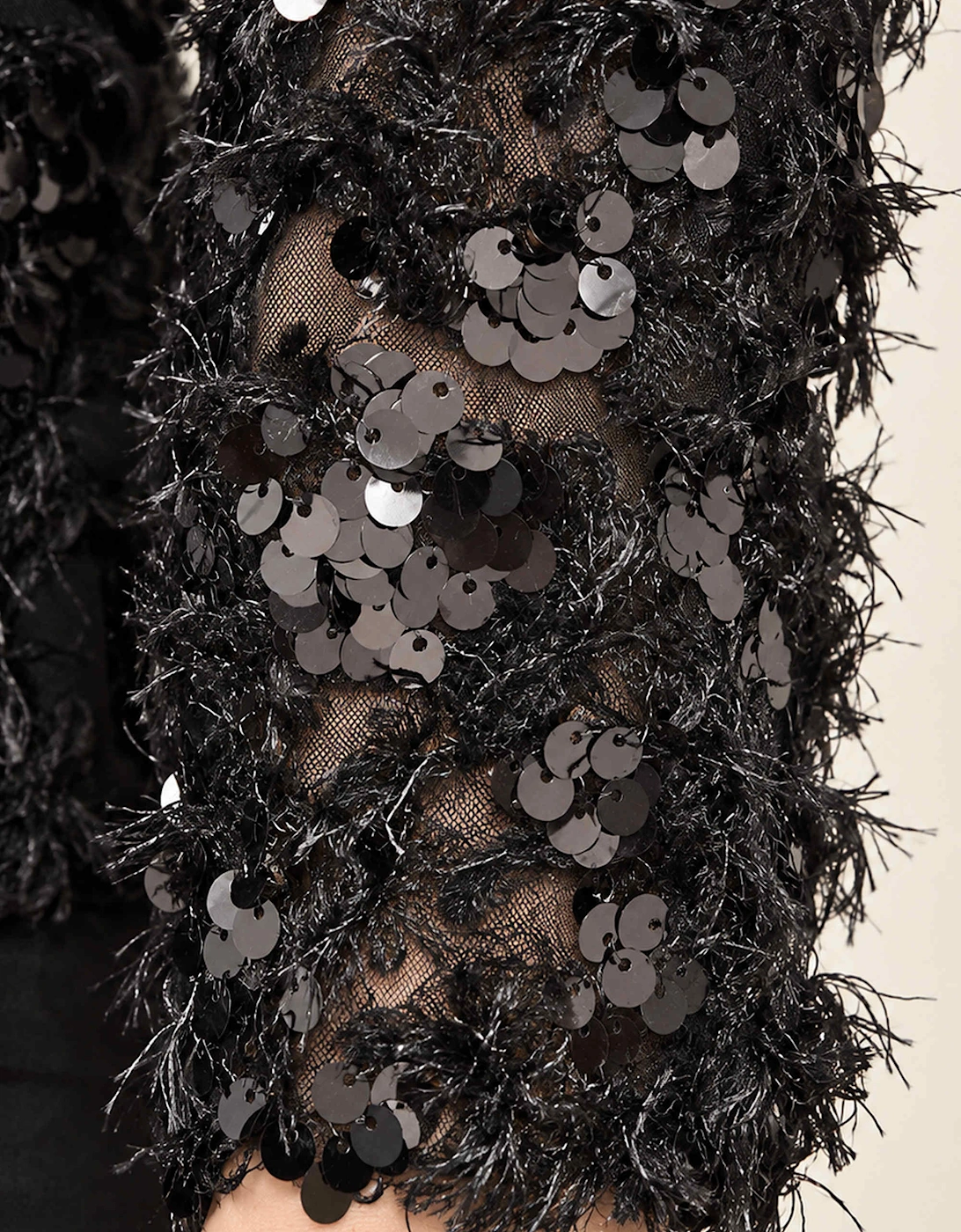 Black Sequin Lace Top