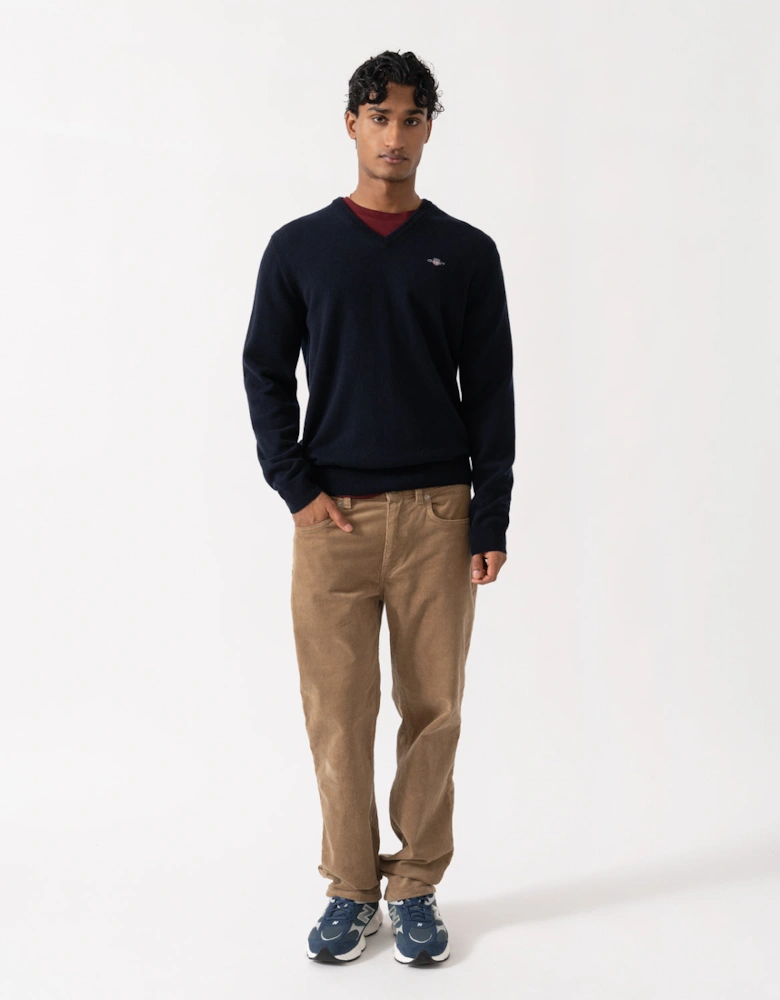 GANT Mens Superfine Lambswool V-Neck Sweater - 410 Marine