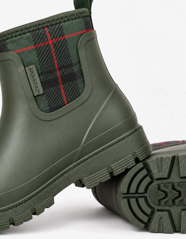 Mud Dogs BROOKE Womens Ankle Neoprene Wellies Green Check