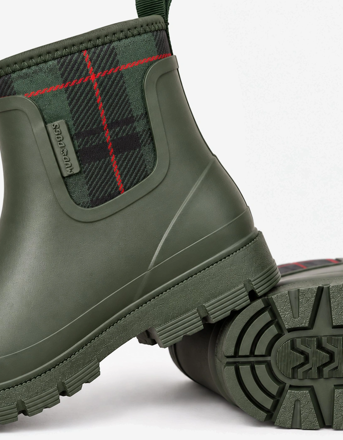 Mud Dogs BROOKE Womens Ankle Neoprene Wellies Green Check