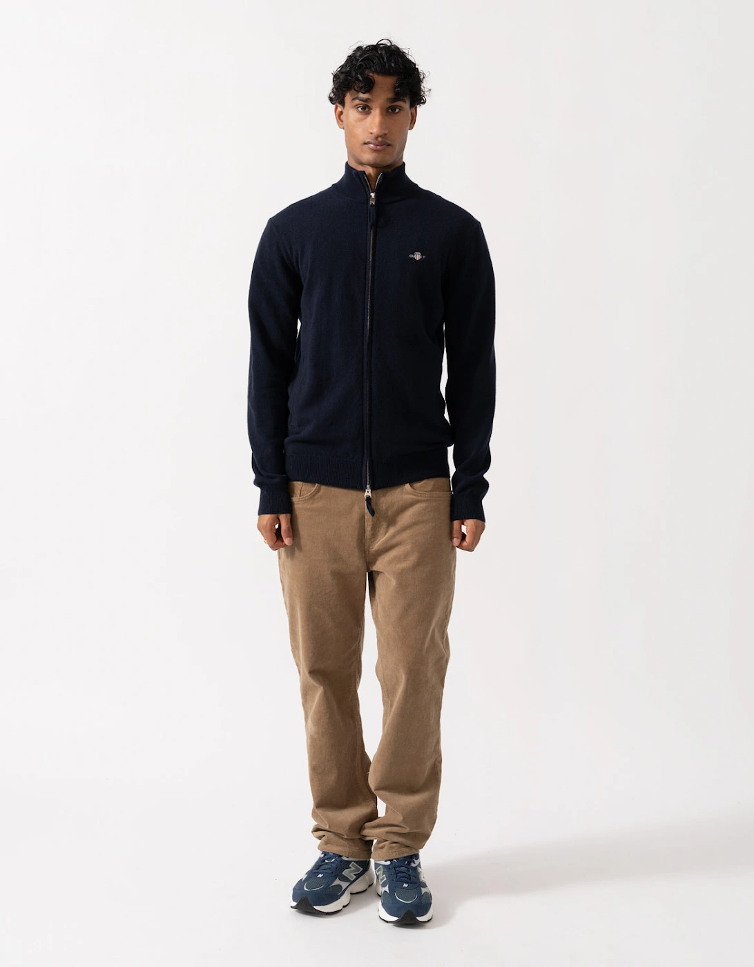 GANT Mens Superfine Lambswool Full Zip Sweater - 410 Marine