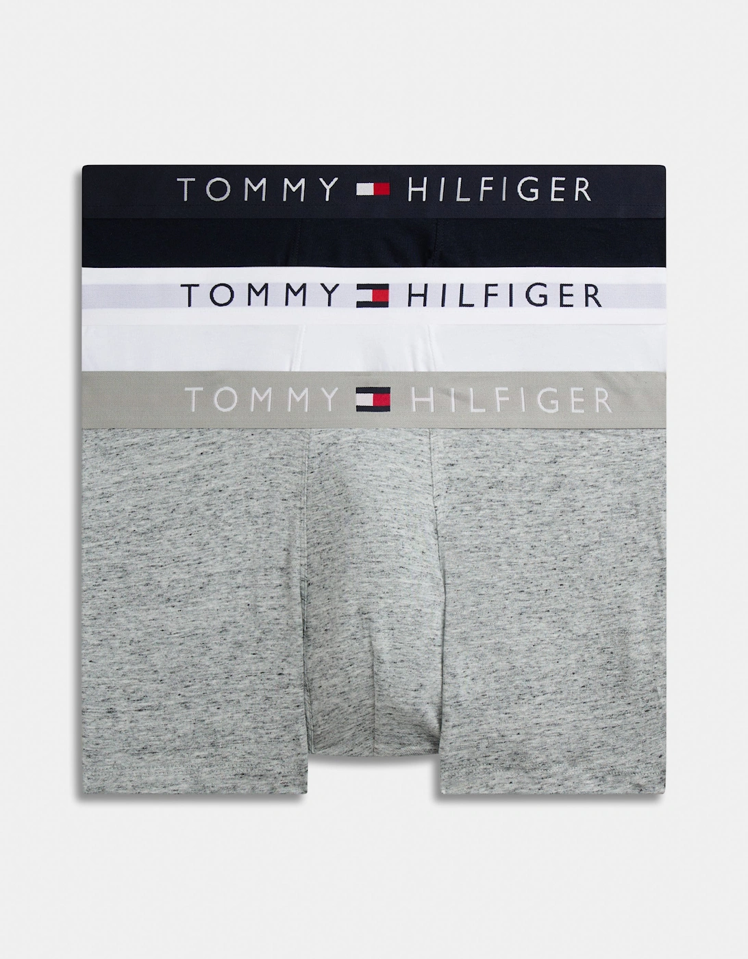 Men's Tommy Hilfiger 3 Pack Waistband Mens Trunks - Grey Heather/White/Desert Sky - Grey Heather White Desert Sky - Size: 35/34/32/9.5/13/12.5/12/11.5